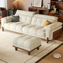 中古风实木布艺沙发可拆洗小户型客厅简约头枕可调节猫抓布沙发