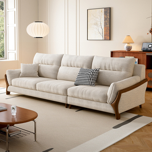 北欧现代雪尼尔布艺沙发2025新款原木风客厅直排小户型布艺沙发