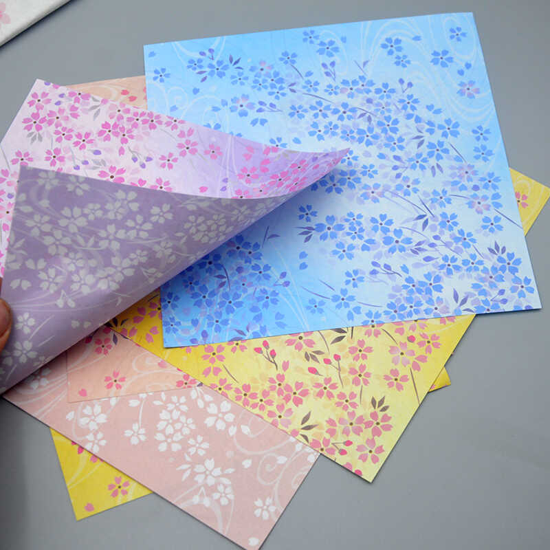 15厘米正方形日式风日本樱花图案印花千纸鹤彩纸跨境出口手工折纸