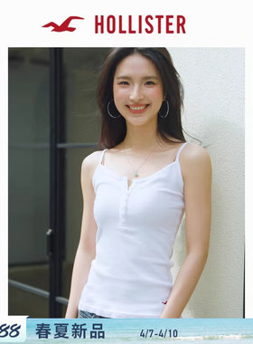 Hollister小海鸥图案美式亨利领吊带背心26春夏新款女装339-6085