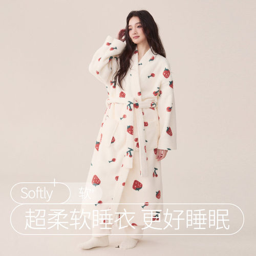 睡袍秋冬美丽绒新款女士家居服