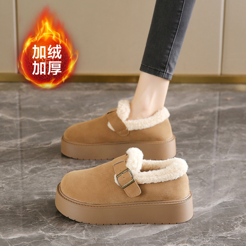 加绒加厚勃肯鞋女34码2025冬季新款保暖毛毛鞋厚底一脚蹬豆豆棉鞋,女鞋,勃肯鞋/软木鞋,淘宝优惠券,粉丝福利购,淘宝优惠卷