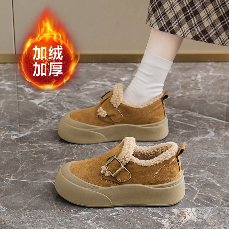 一脚蹬雪地靴女加绒加厚保暖