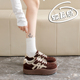 女34小码 2025秋冬新款 百搭休闲德训鞋 厚底老爹鞋 显脚小软底运动鞋
