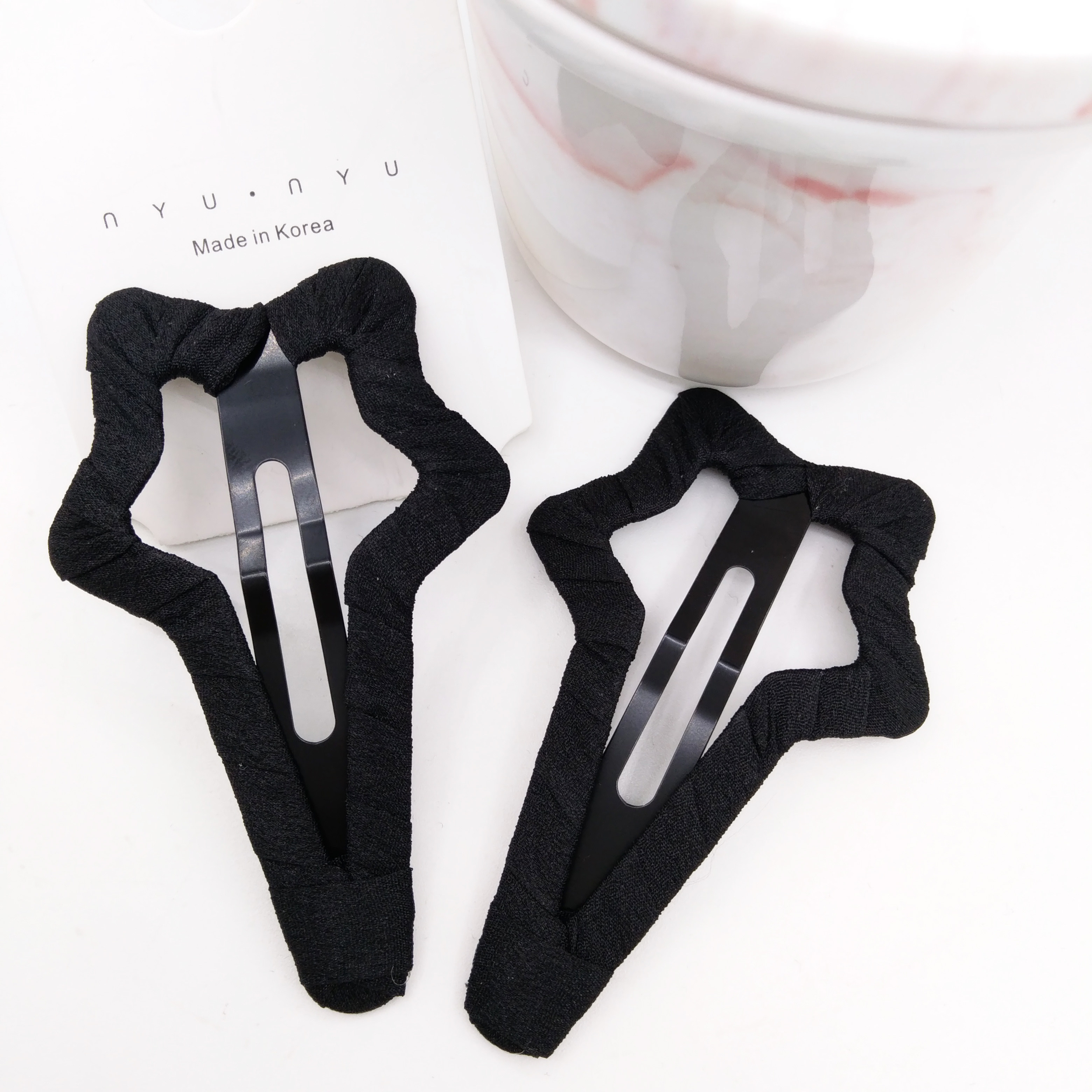 新款大号布艺星星发夹缠布碎发夹