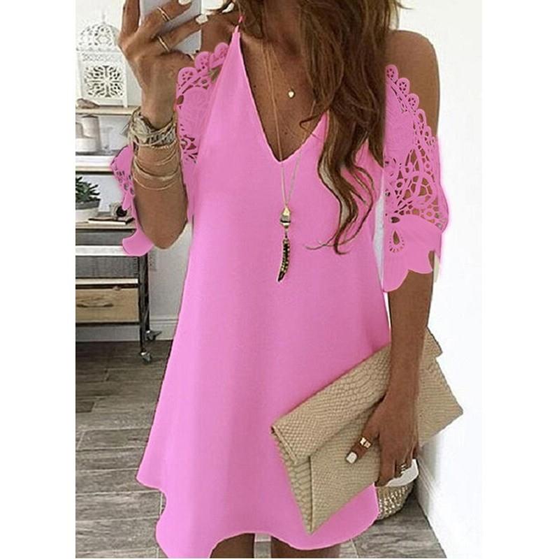 Sexy fashion womens summer lace solid color dress蕾丝连衣裙
