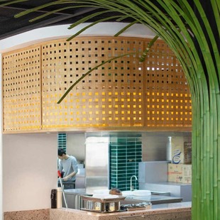 镂空竹编装修竹席民宿木屋茶楼餐厅吊顶墙面隔断碳化复古装饰材料