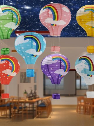 环挂饰吊饰热气球灯笼幼儿园空中走廊游乐场材料创意创顶商场装饰
