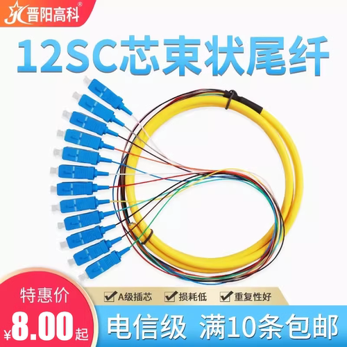 12芯LC/FC/ST方头圆口SC束状尾纤