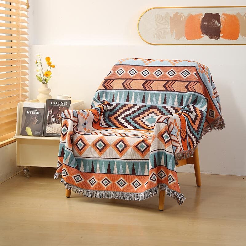 美式简约现代单人沙发巾沙发毯盖布盖毯防尘布装饰毯露营毯