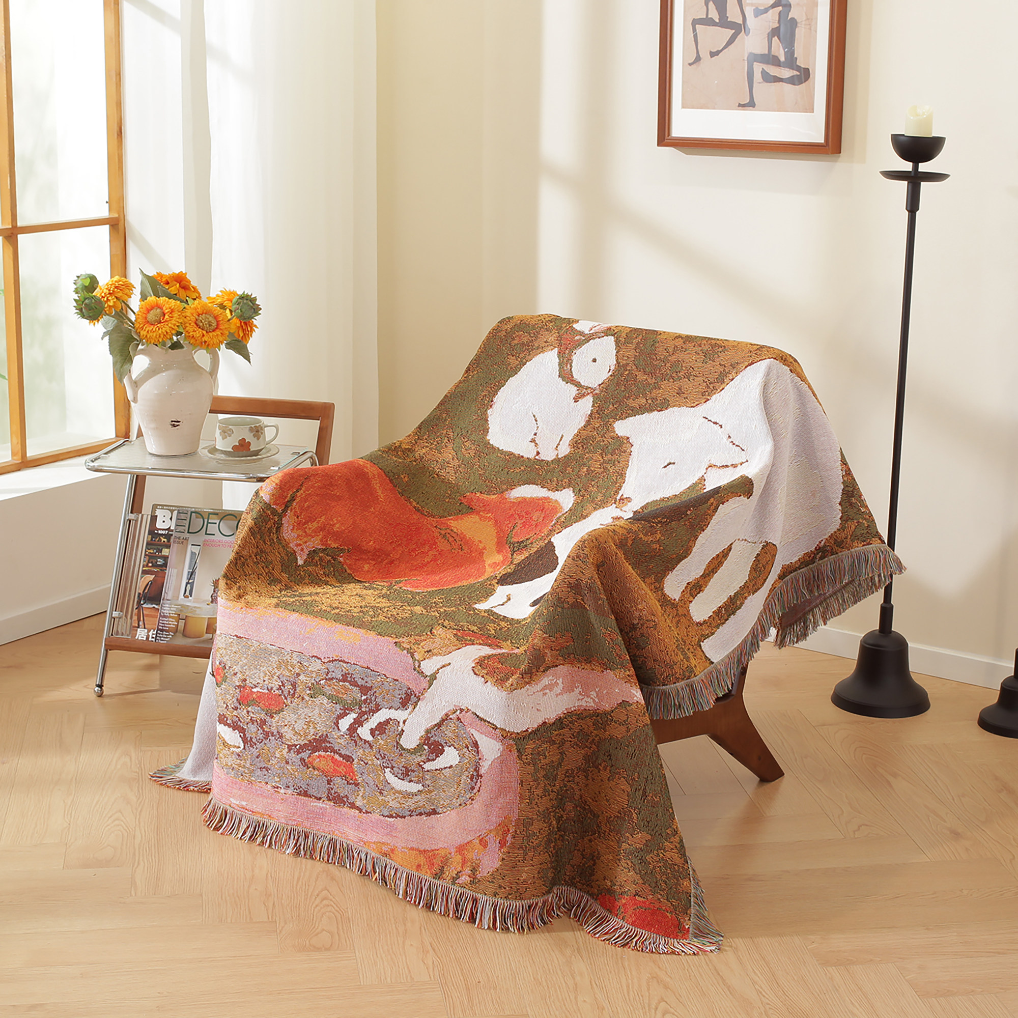 欧式轻奢风新款单人沙发毯盖巾盖毯防尘布装饰布露营毯挂布休闲毯