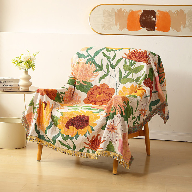 美式乡村田园风轻奢沙发巾沙发毯盖巾装饰布防尘布桌布户外露营毯