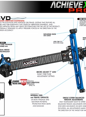 正品Axcel Achieve XP PRO火球反曲瞄架新款碳素比赛碳素瞄架瞄具