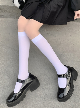 jk白色小腿袜子女夏季薄款天鹅绒中长筒过膝袜日系半筒高筒短丝袜