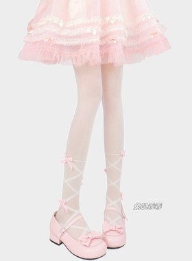 lolita蝴蝶结白色丝袜女2026秋款芭蕾风萝莉jk少女洛丽塔连裤袜子