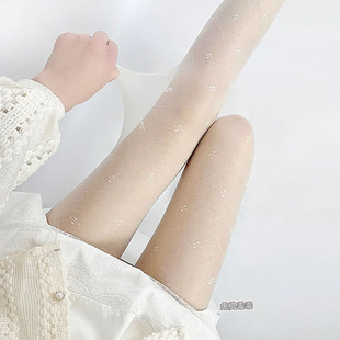 奶白色连裤 提花打底袜子女性感jk黑丝洛丽塔纯欲白丝袜 袜春夏薄款