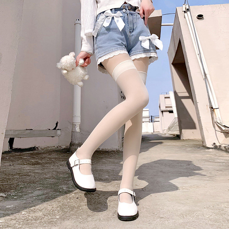 奶白色过膝袜女春夏季薄款黑丝长筒袜jk大腿袜子黑色高筒袜白丝,女士内衣/男士内衣/家居服,长筒袜,淘宝优惠券,粉丝福利购,淘宝优惠卷