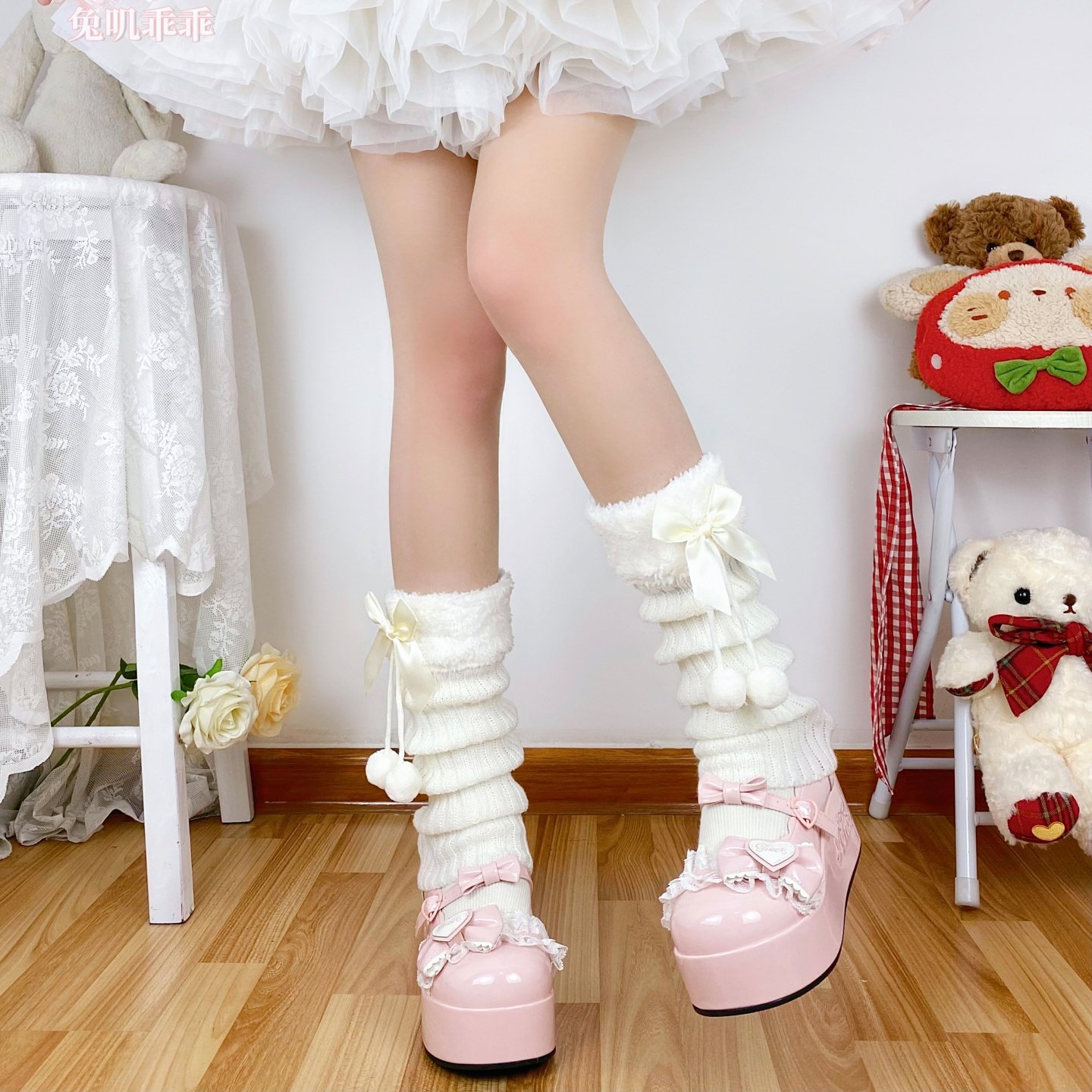 甜美蝴蝶结lolita腿套可爱毛球新年圣诞中筒堆堆袜秋冬保暖jk袜套,女士内衣/男士内衣/家居服,中筒袜,淘宝优惠券,粉丝福利购,淘宝优惠卷