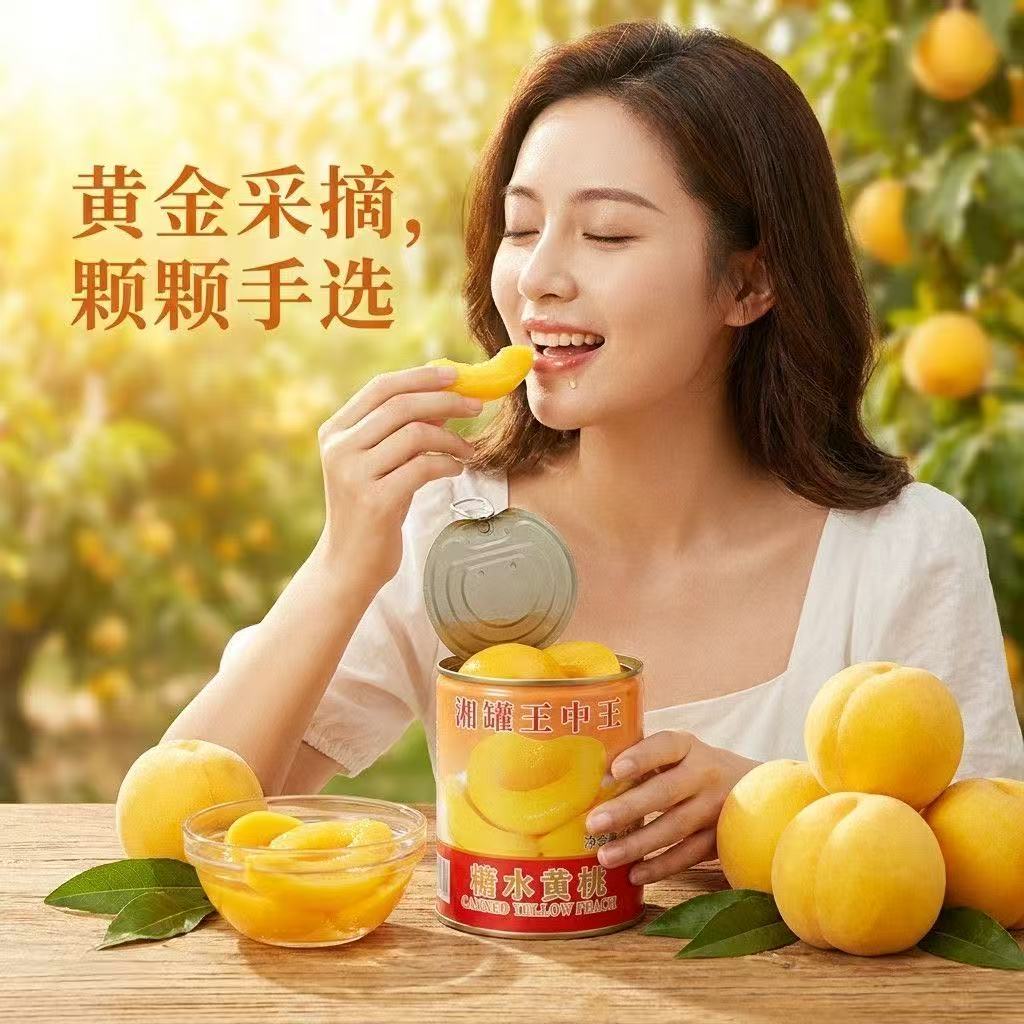 新鲜水果铁罐头优质桃子