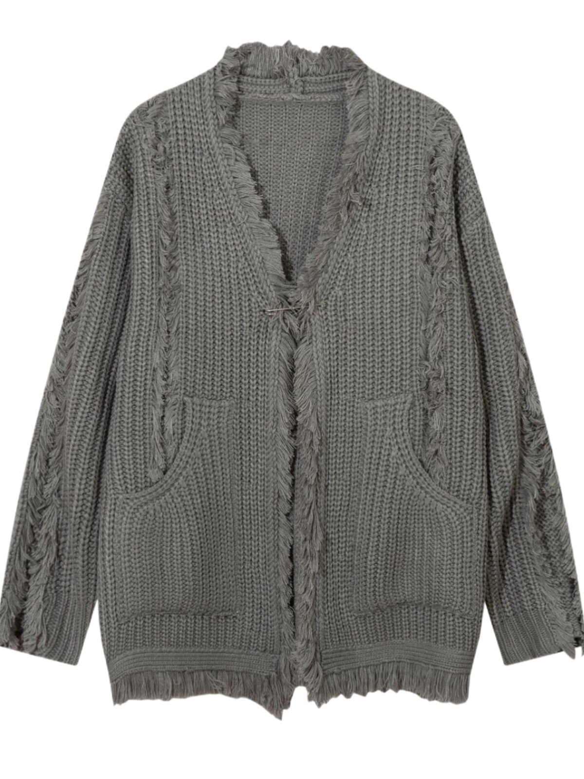 MZ NATIONAL FASHION RETRO DESIGN SENSE IRREGULAR TASSEL SWEATER CARDIGAN JACKET MENS AMERICAN STREET LAZY KNITWEAR