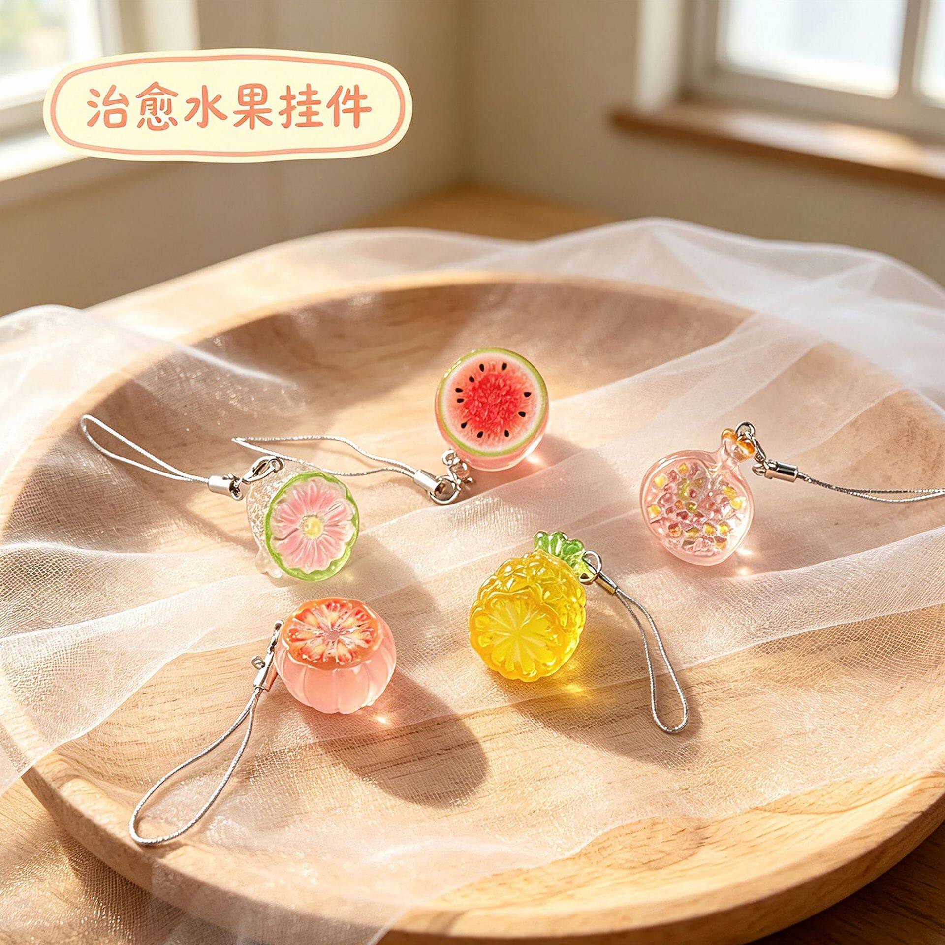 治愈果冻质感水果书包挂饰