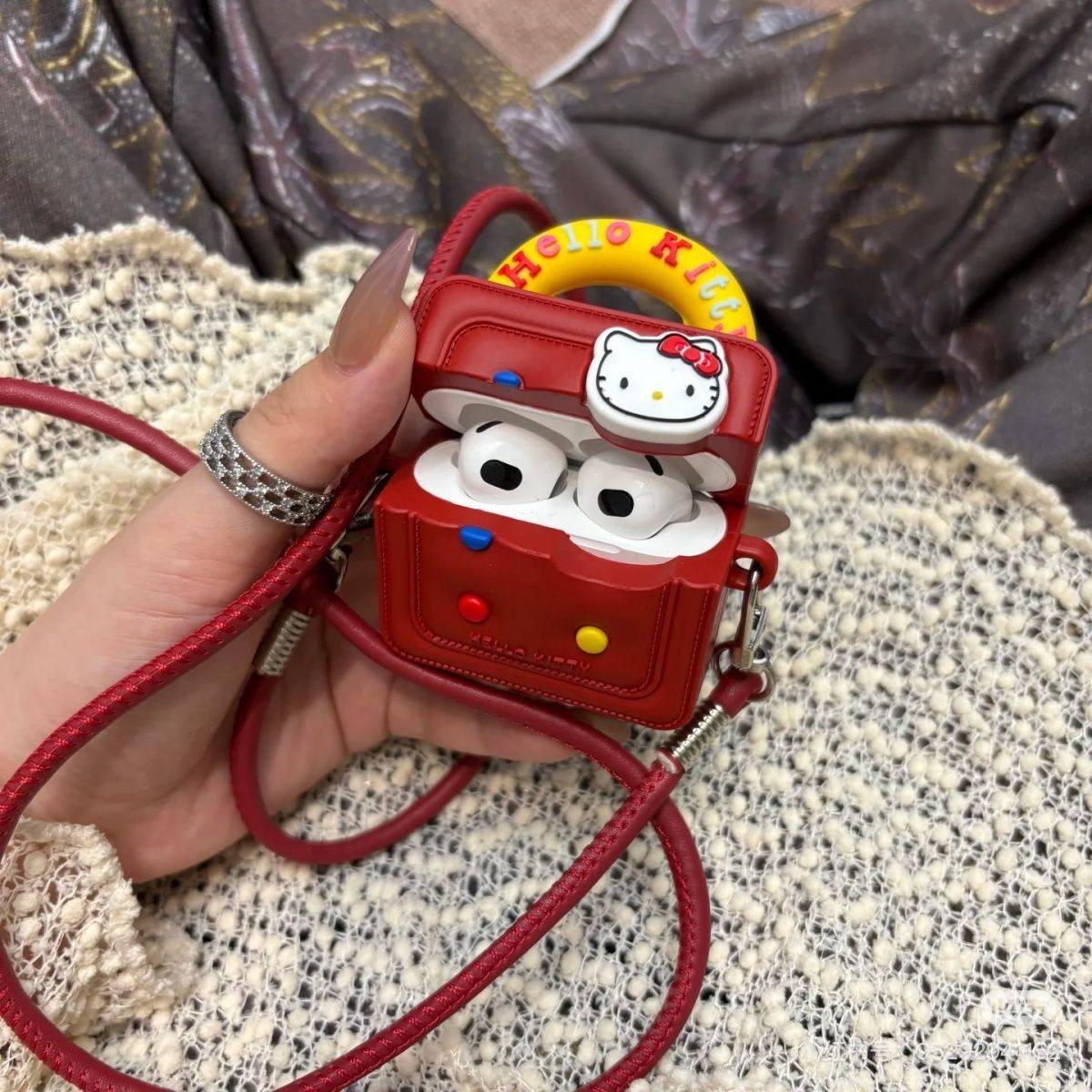 可爱立体kitty手提包苹果airpods4 蓝牙耳机保护套1/2代软壳pro3代