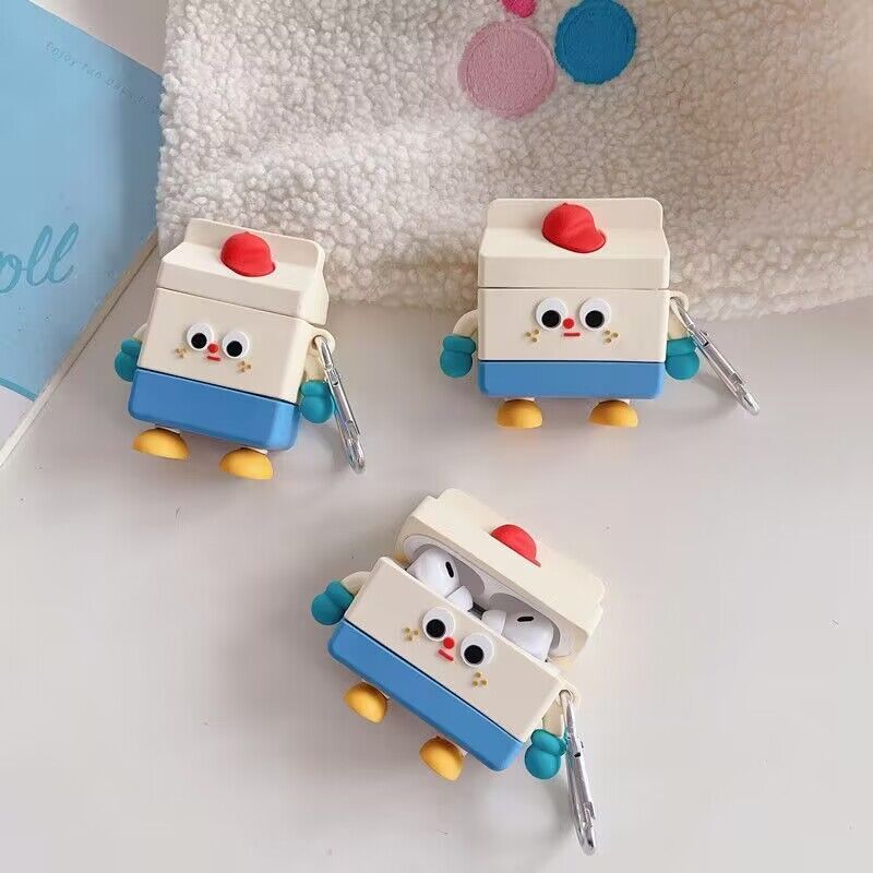 可爱牛奶盒机器人用华强北七代耳机套Air Pro7个性动漫萌系防摔Air7少女