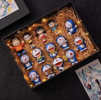 哆啦a梦手办盒蓝胖子摆件叮当猫