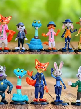 全套zootopia疯狂动物城兔子朱迪狐尼克动物公仔摆件玩偶蛋糕装饰