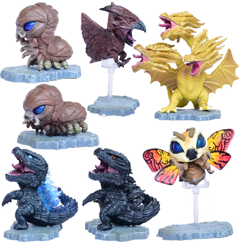 q版哥斯拉2怪兽之王三头龙儿童玩偶蛋糕摆件手办模型儿童玩具礼物