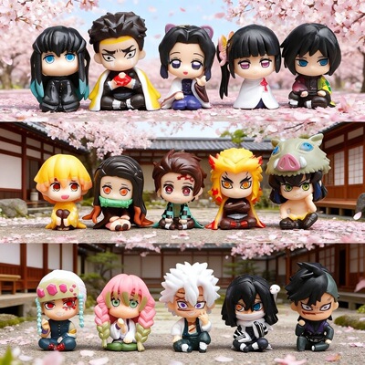 鬼灭之刃炭治郎手办炎柱坐姿车载摆件豆子公仔甘露寺模型玩具礼物