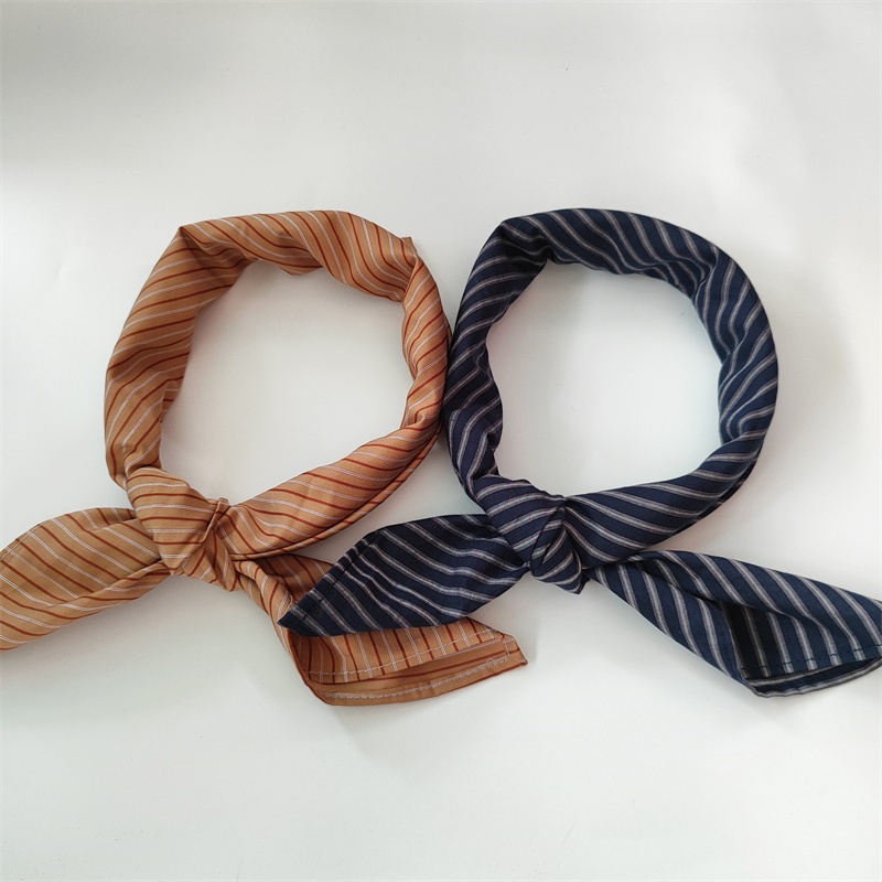 棉麻条纹文艺小方巾领巾男式北欧