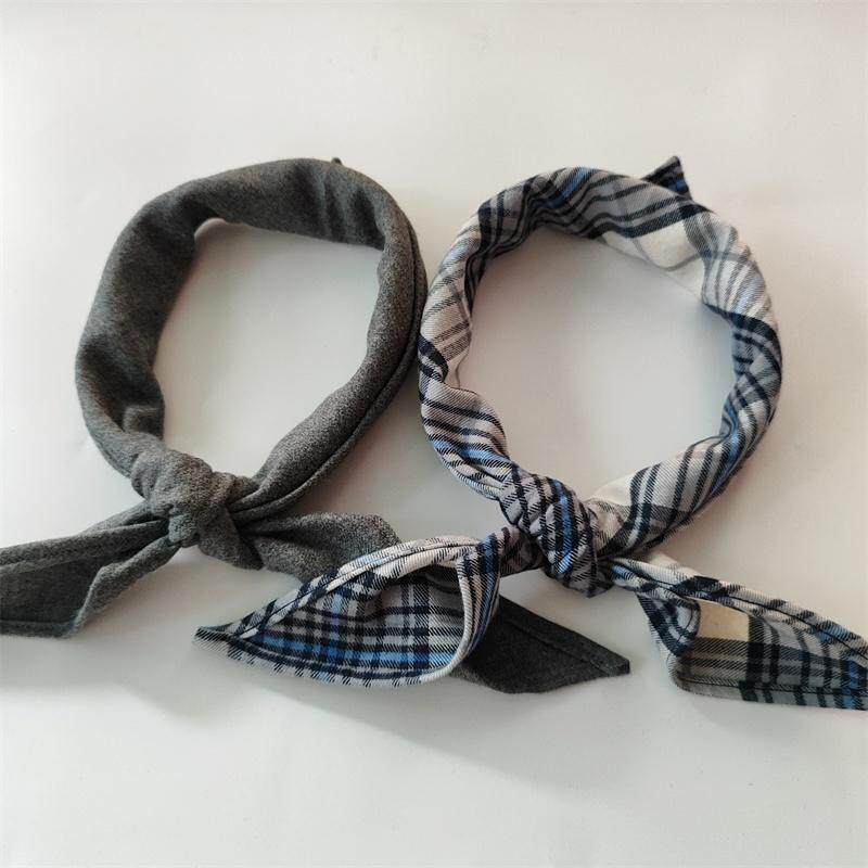 亲肤原创三角巾女护颈巾格子围巾领巾纯棉磨毛纯色灰色柔软领巾男