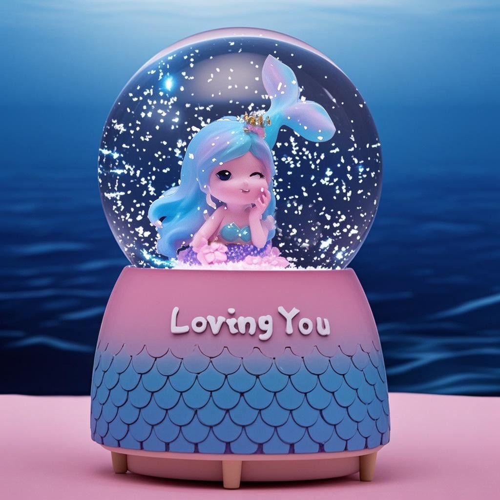 美人鱼公主水晶球塑料球体音乐盒