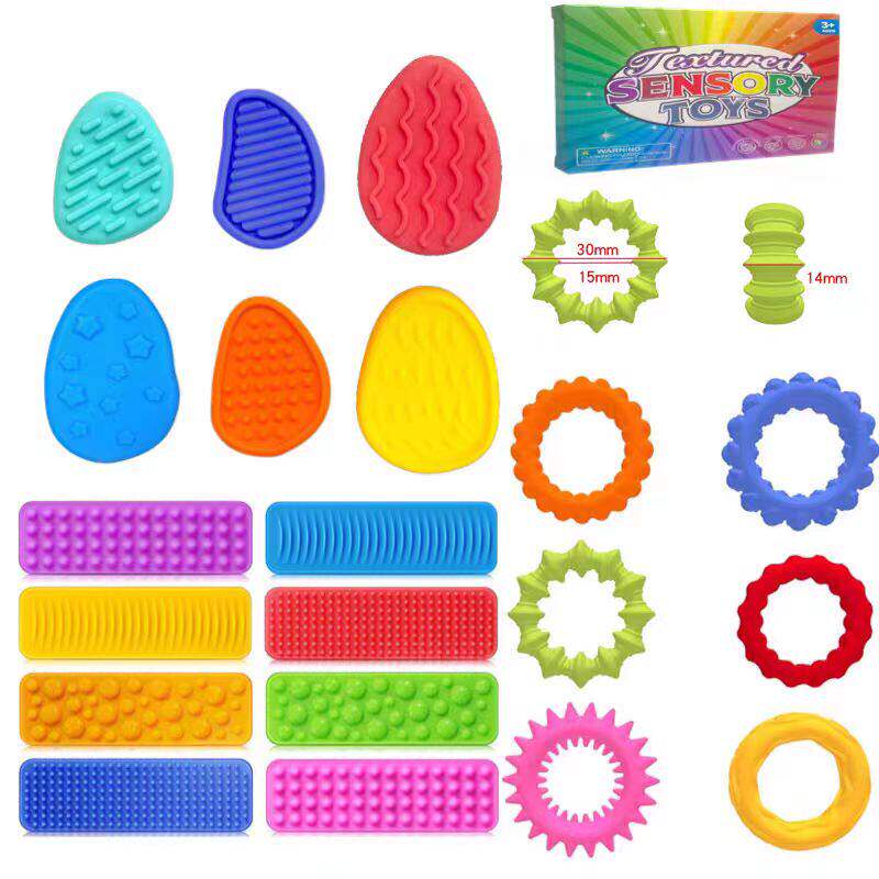 新品Sensory Fidget Toys感官解压玩具套装硅胶纹理吸盘石头玩具