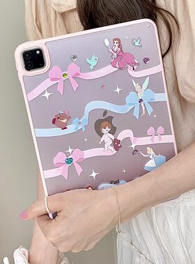 蓝粉丝带公主适用苹果ipad10代平板保护套ipadair6亚克力单壳air5/air3防摔ipadpro可爱ipad9代卡通时尚硬壳