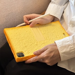 吐司面包适用苹果ipad10代平板保护套ipadair5硅胶mini3/air2防摔ipadpro2021简约ipad9/ipad5代个性恶搞软壳