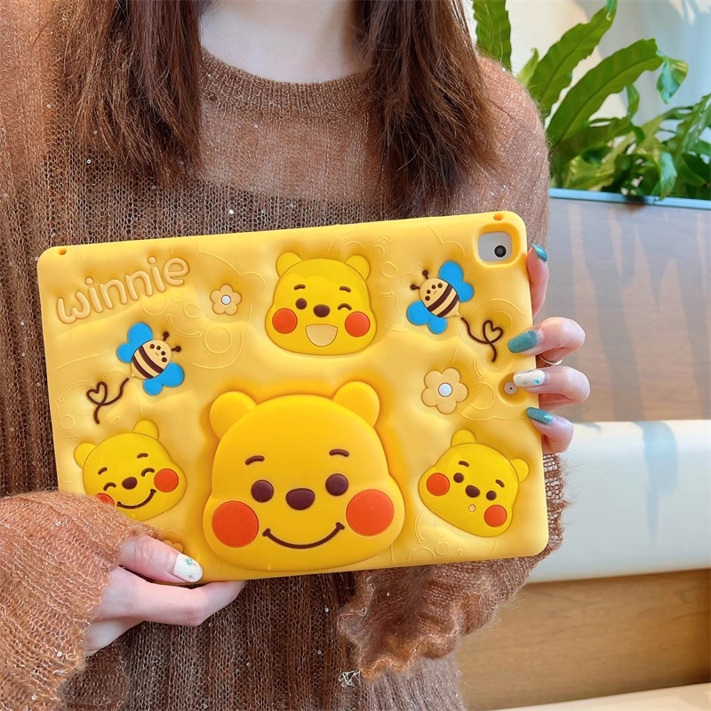 伸缩支架维尼熊适用苹果ipad10代平板保护套ipadair5硅胶mini6/air3/air2可爱ipadpro2021女款ipad9卡通软壳
