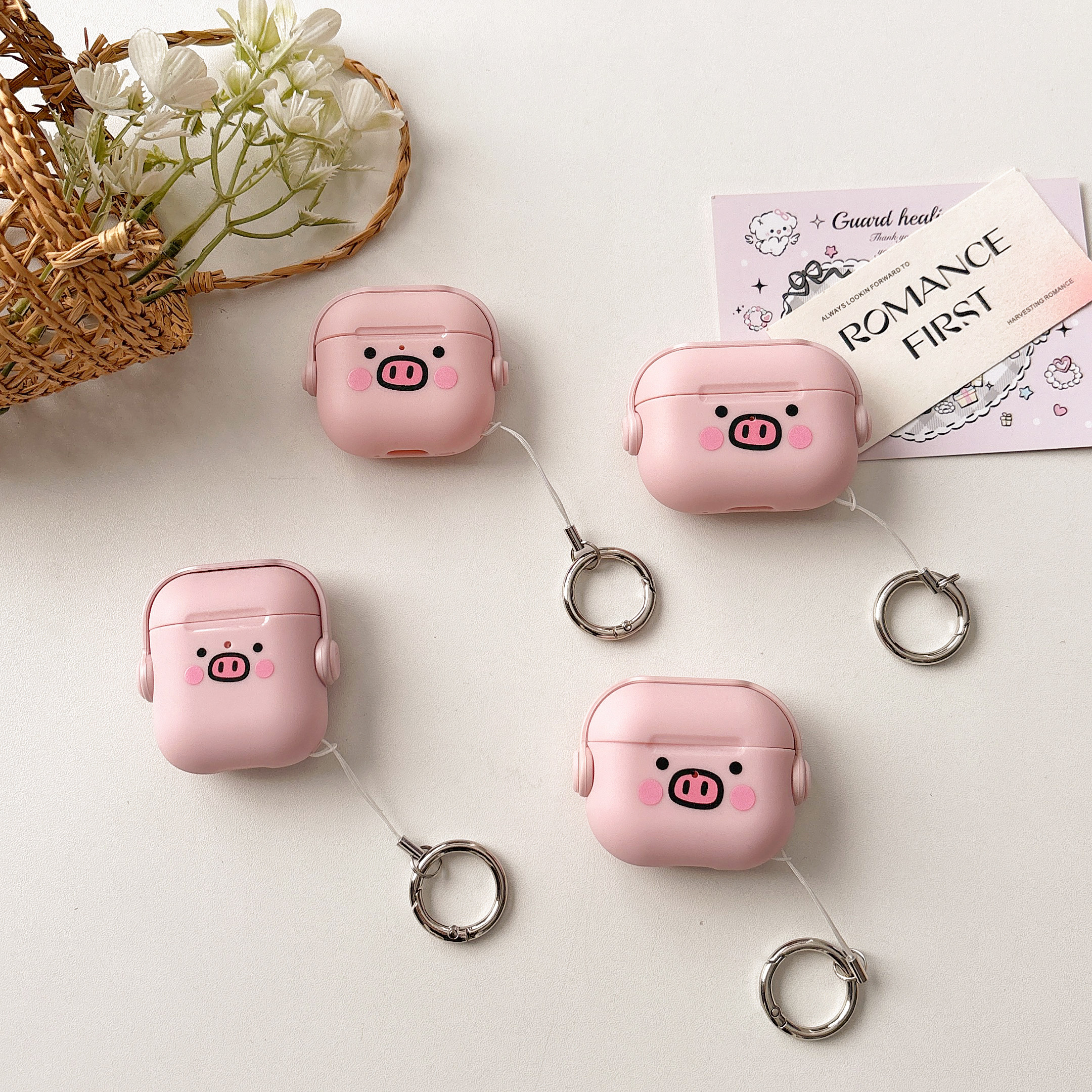 粉色小猪表情适用苹果AirPodspro2耳机壳airpods2/3代耳机保护套airpodspro3代个性时尚二合一无线蓝牙耳机套