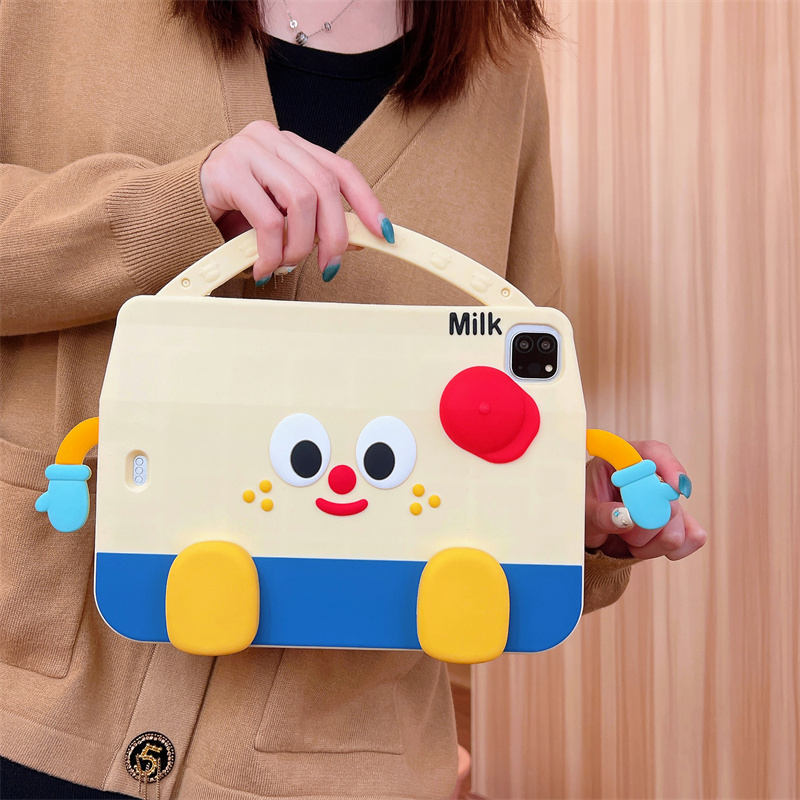 伸缩支架卡通牛奶盒适用苹果ipad10代平板保护套ipadair6硅胶mini6/air5/air2可爱ipadpro2024软壳ipad9女生