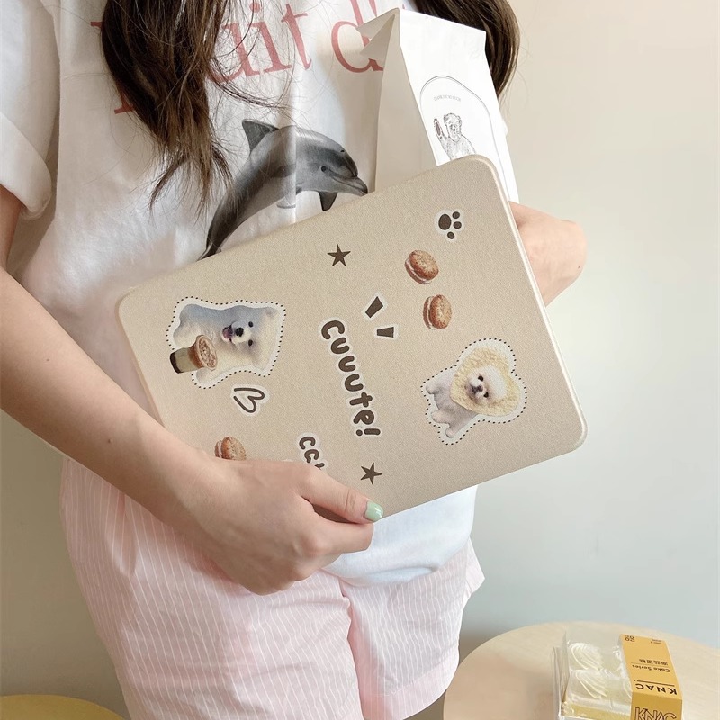 黄底贴纸小狗适用苹果ipad10代平板保护套ipadair6旋转mini6/air5/air3可爱ipadpro2024时尚ipad8亚克力女款