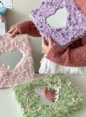 毛绒镜面爱心适用苹果ipad10代平板保护套ipadair2024旋转mini6/air5/air2防摔ipadpro2018时尚ipad9亚克力壳