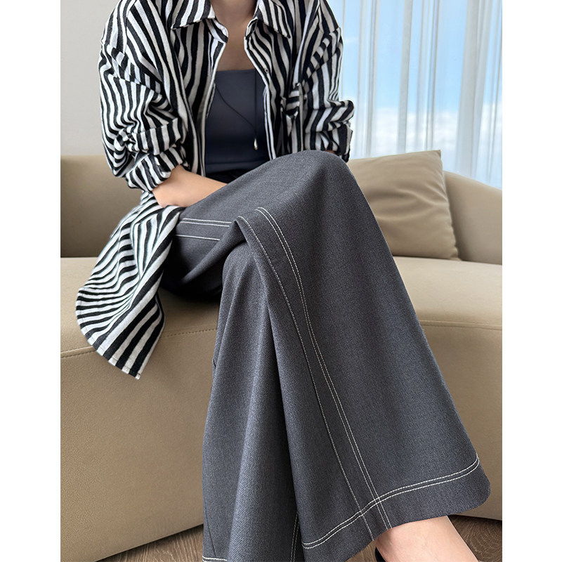 莱赛尔阔腿牛仔裤女2025秋高腰宽松垂感美式灰色天丝绵羊毛直筒裤,女装/女士精品,休闲裤,淘宝优惠券,粉丝福利购,淘宝优惠卷