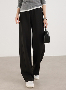 黑色香蕉裤女春秋2025新款天丝弯镰刀窄版垂感高腰直筒宽松阔腿裤