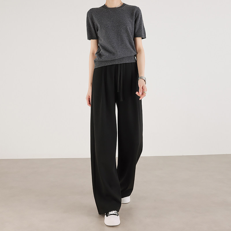 黑色阔腿裤女2025新款春秋直筒垂感高级感宽松慵懒风运动休闲卫裤,女装/女士精品,休闲裤,淘宝优惠券,粉丝福利购,淘宝优惠卷