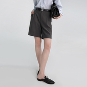 短裤 女夏薄宽松外穿a字工装 五分裤 灰色西装 港风高腰显瘦阔腿中裤