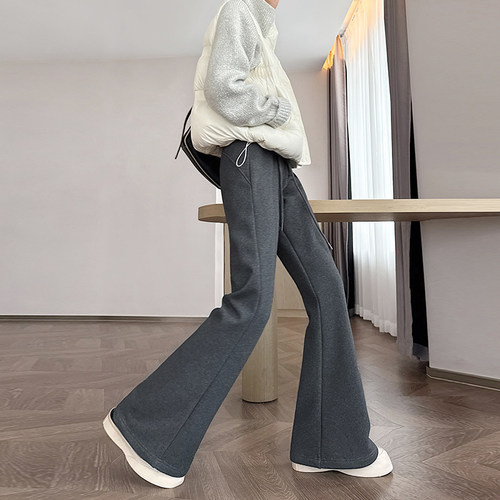 秒变超模大长腿高腰休闲微喇裤女