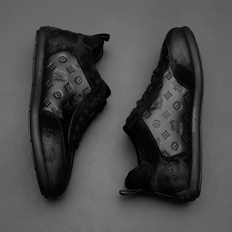 欧洲站男鞋复古擦色真皮休闲皮鞋男士百搭潮鞋透气防滑软底板鞋男