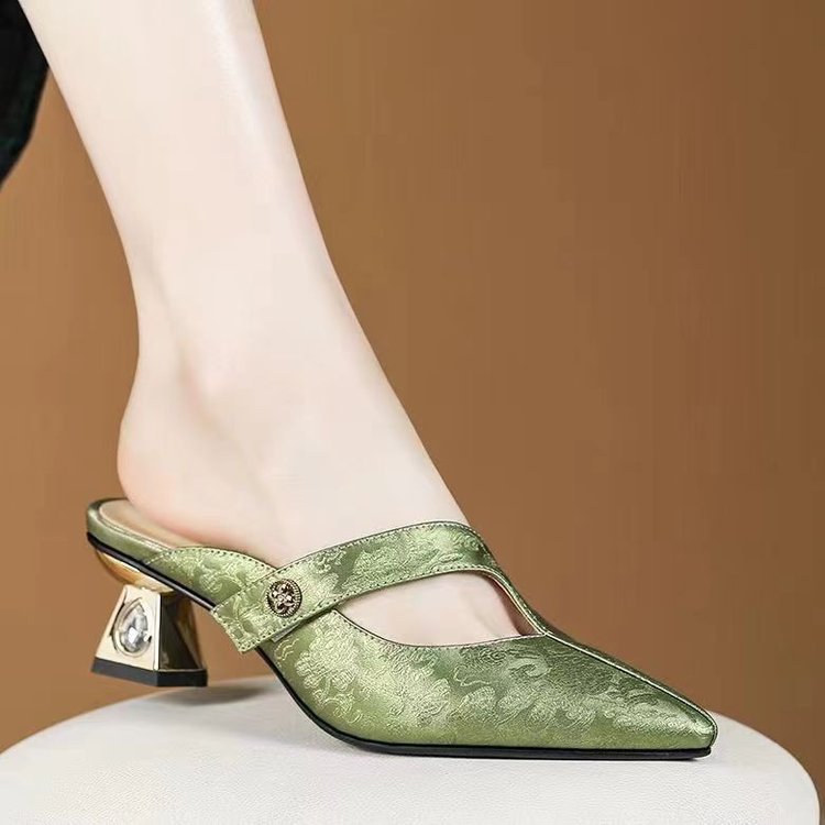 民族风中跟包头真皮新款凉拖鞋女