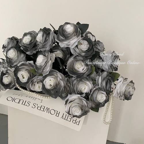 仿真花束黑色尤加利黑骑士玫瑰花